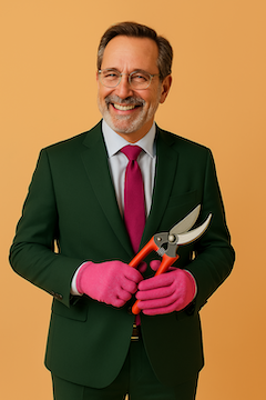 Man with gardening shears